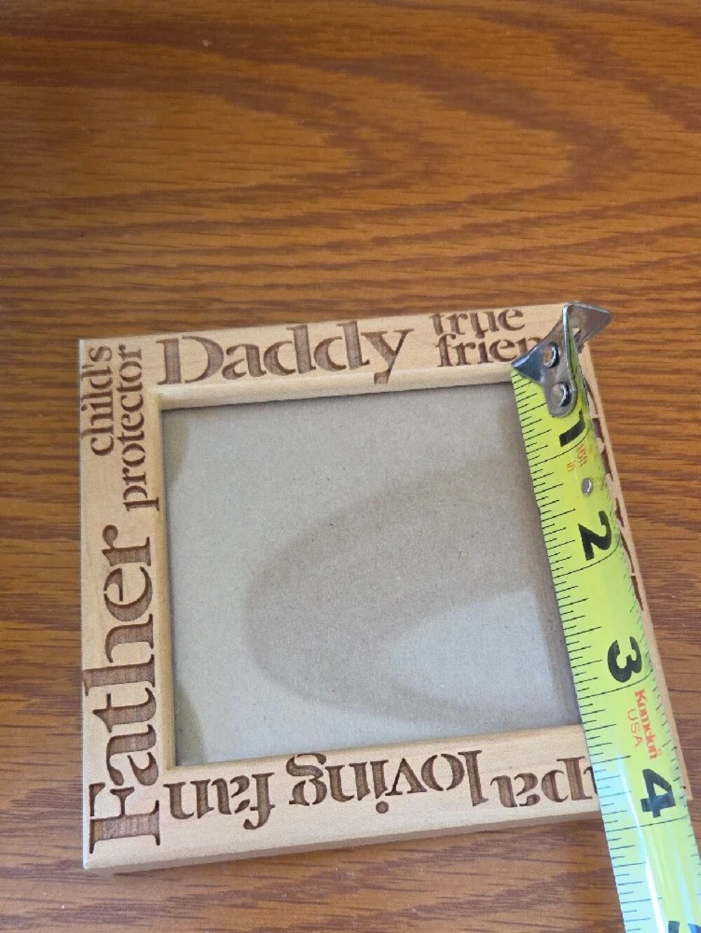 Natural Wood Dad-themed Square Picture Frame - Holds 3 1/2 X 3 1/2 Photo